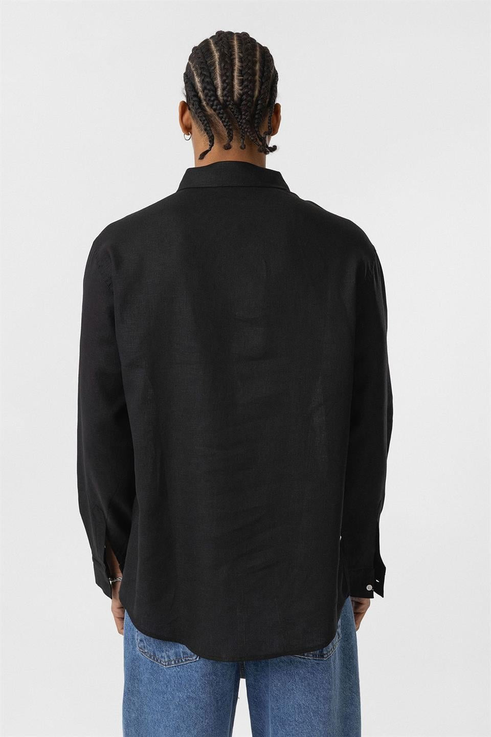 Oversized Long-Sleeve Shirt with Pocket Details