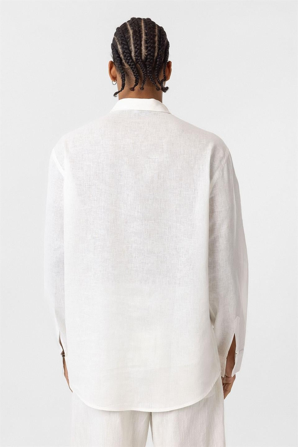 Oversized Long-Sleeve Shirt with Pocket Details