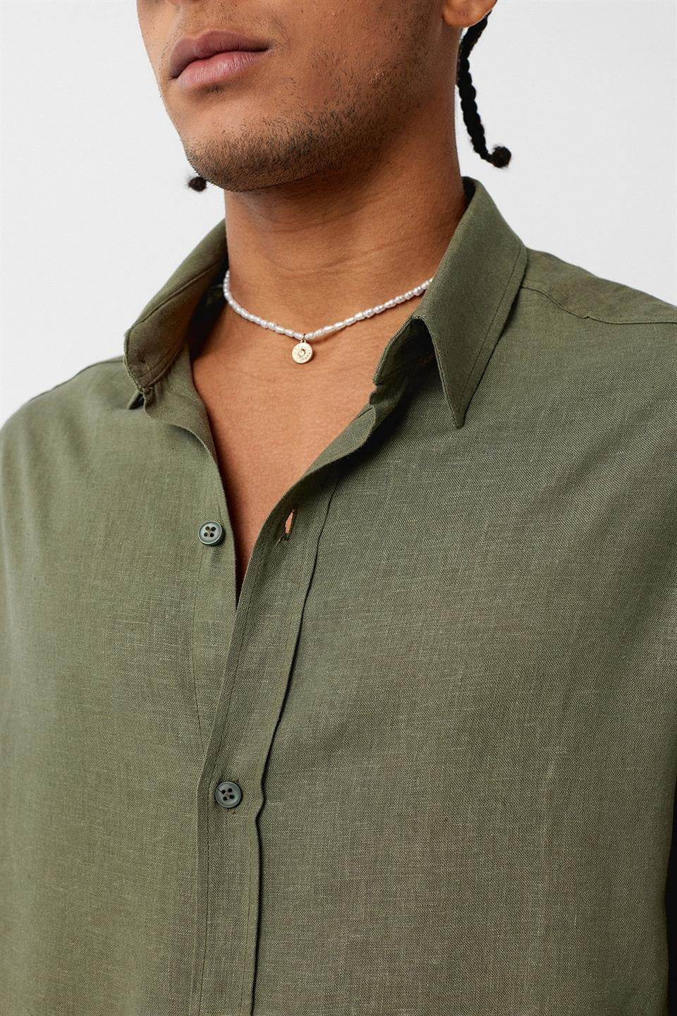 Basic Oversized Long-Sleeved Linen Shirt