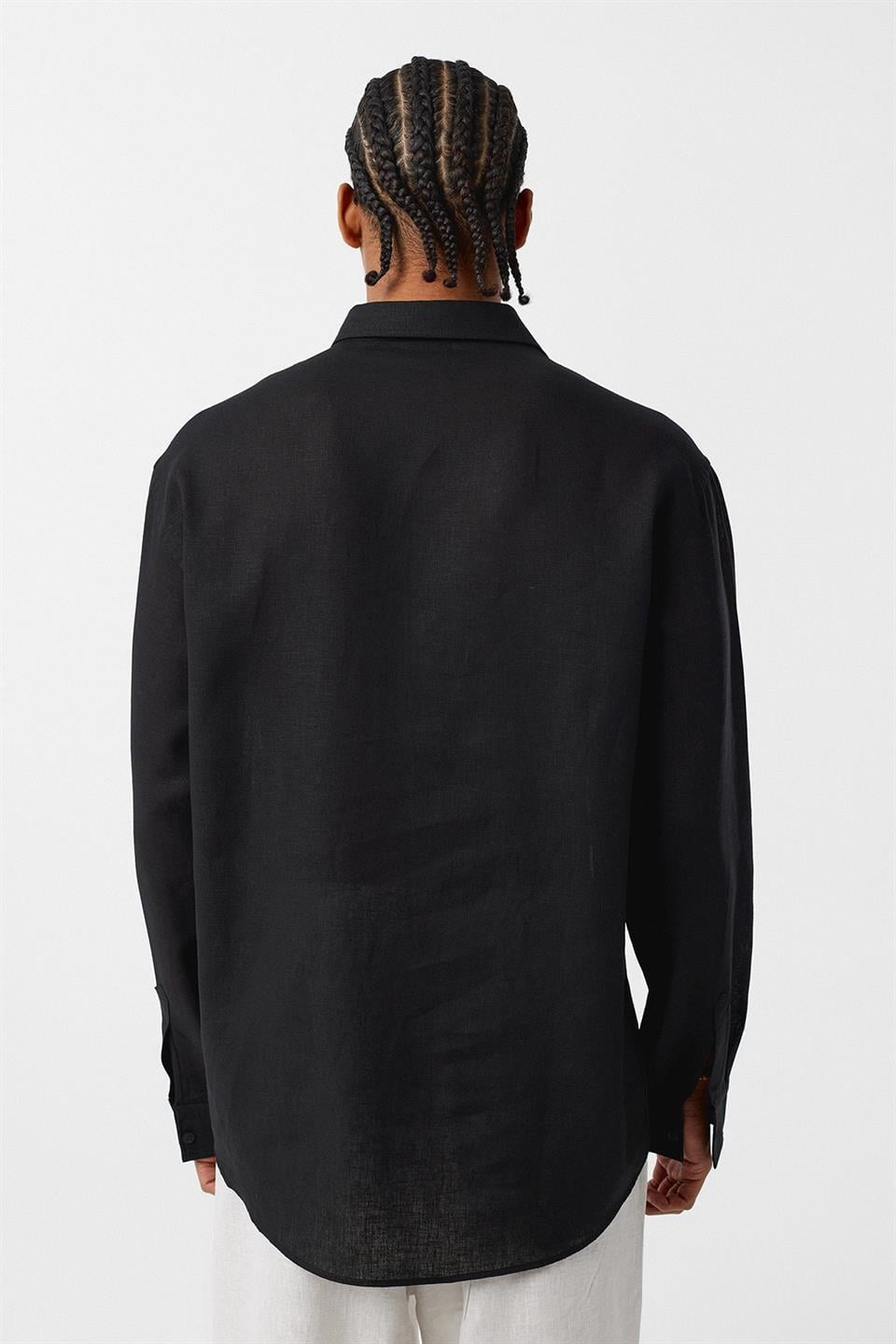Basic Oversized Long-Sleeved Linen Shirt