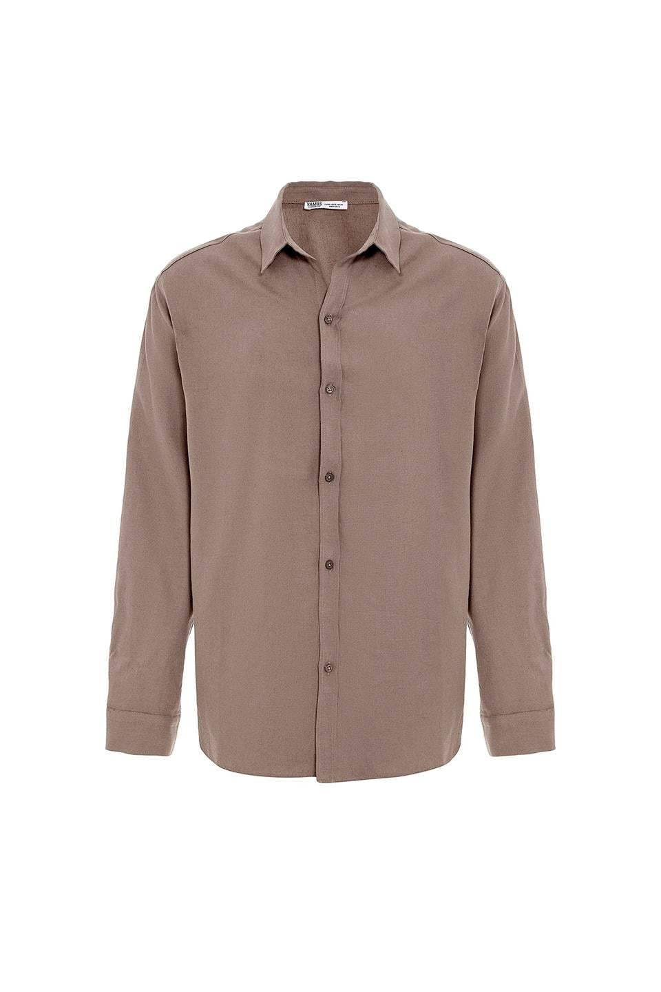 Basic Oversized Long-Sleeved Linen Shirt