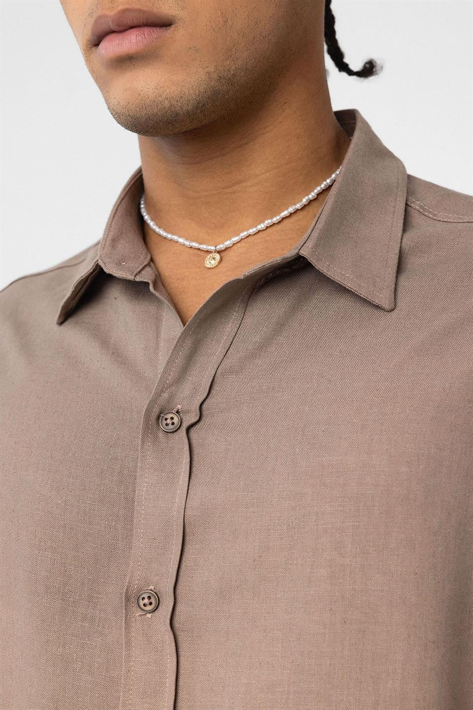 Basic Oversized Long-Sleeved Linen Shirt