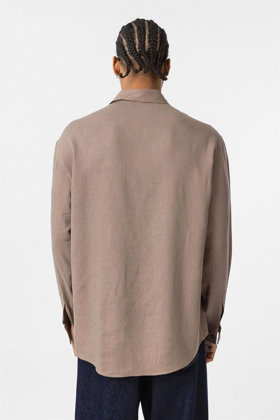 Basic Oversized Long-Sleeved Linen Shirt