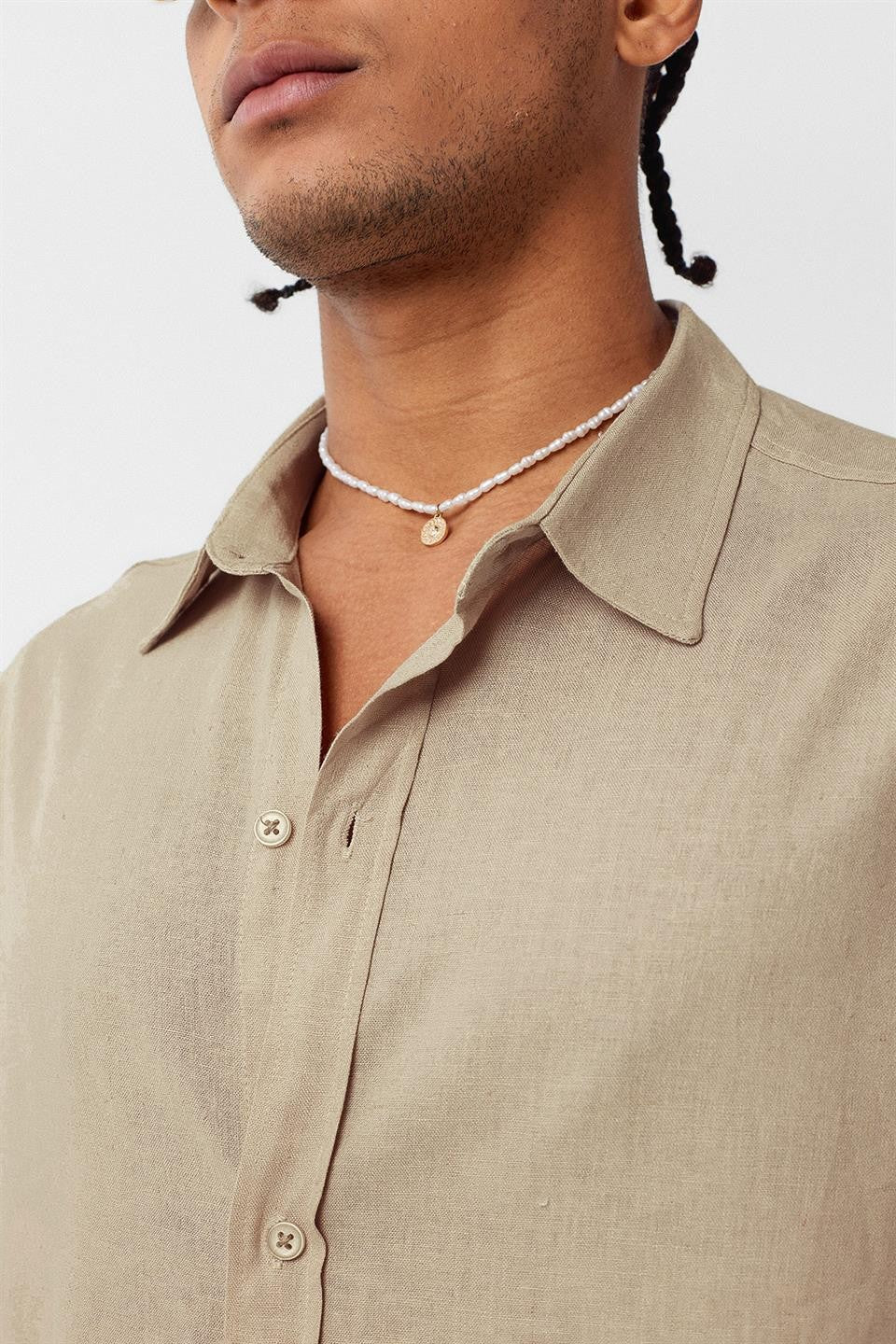 Basic Oversized Long-Sleeved Linen Shirt