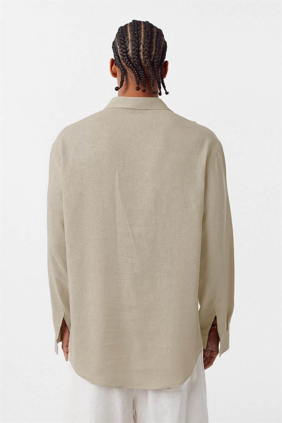 Basic Oversized Long-Sleeved Linen Shirt