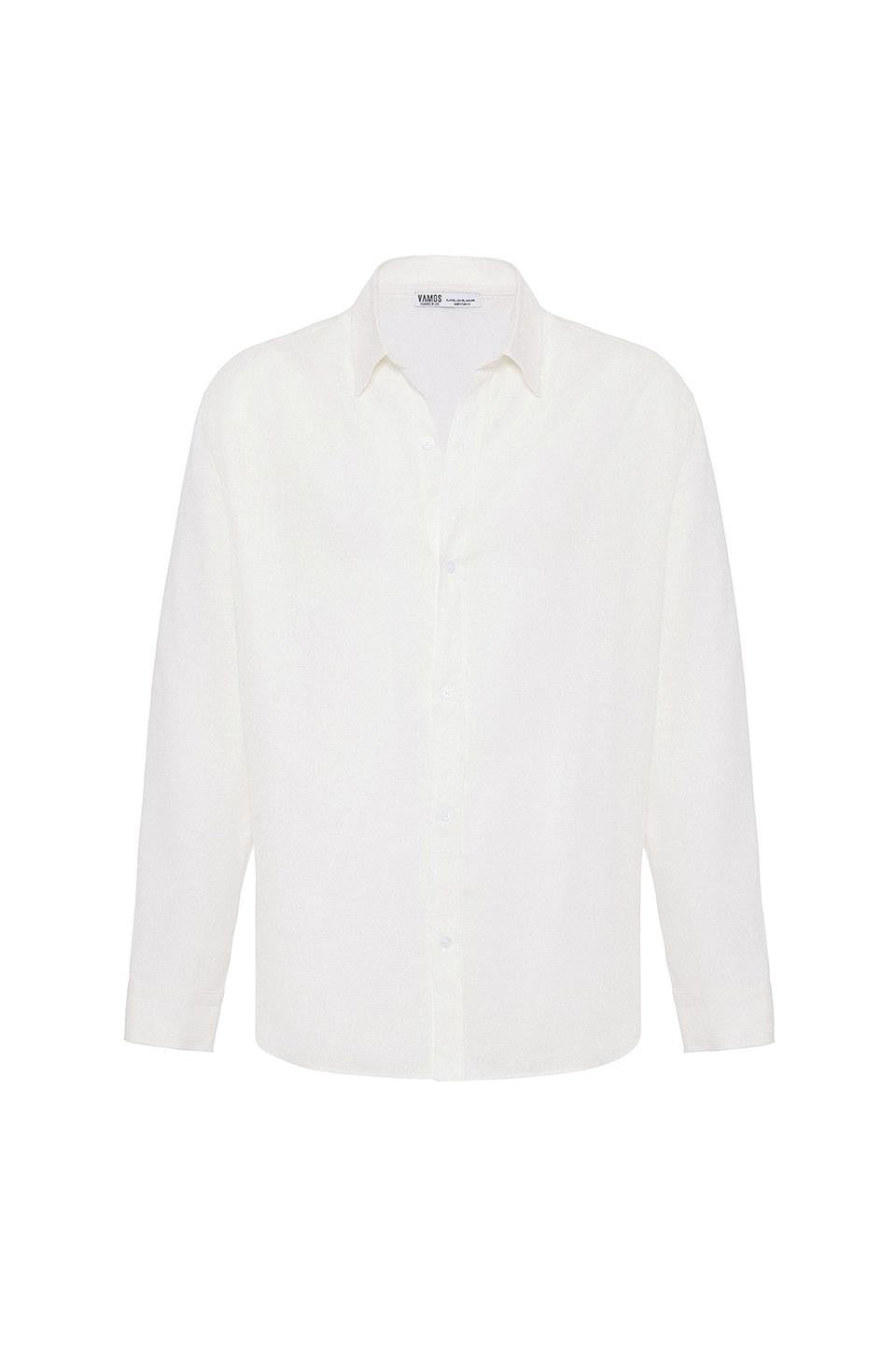 Basic Oversized Long-Sleeved Linen Shirt