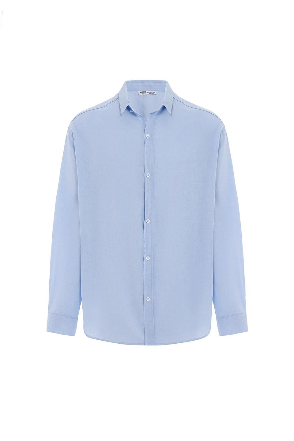 Basic Oversized Long-Sleeved Linen Shirt