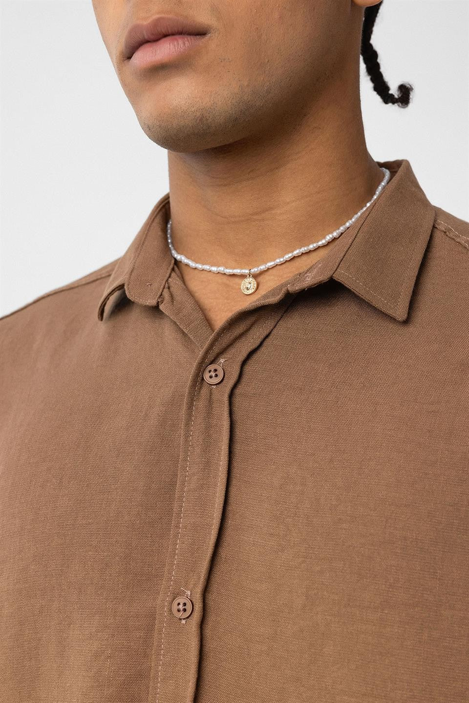 Basic Oversized Long-Sleeve Linen-Look Shirt