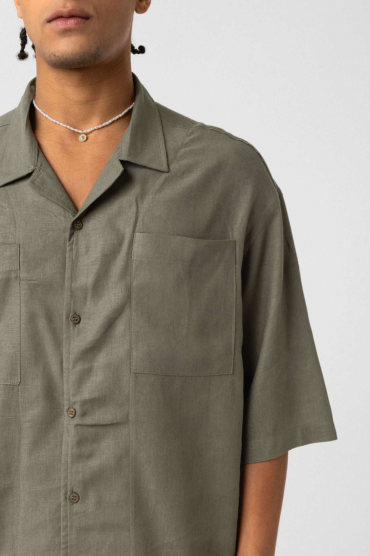 Oversized Linen Shirt with Two Pockets