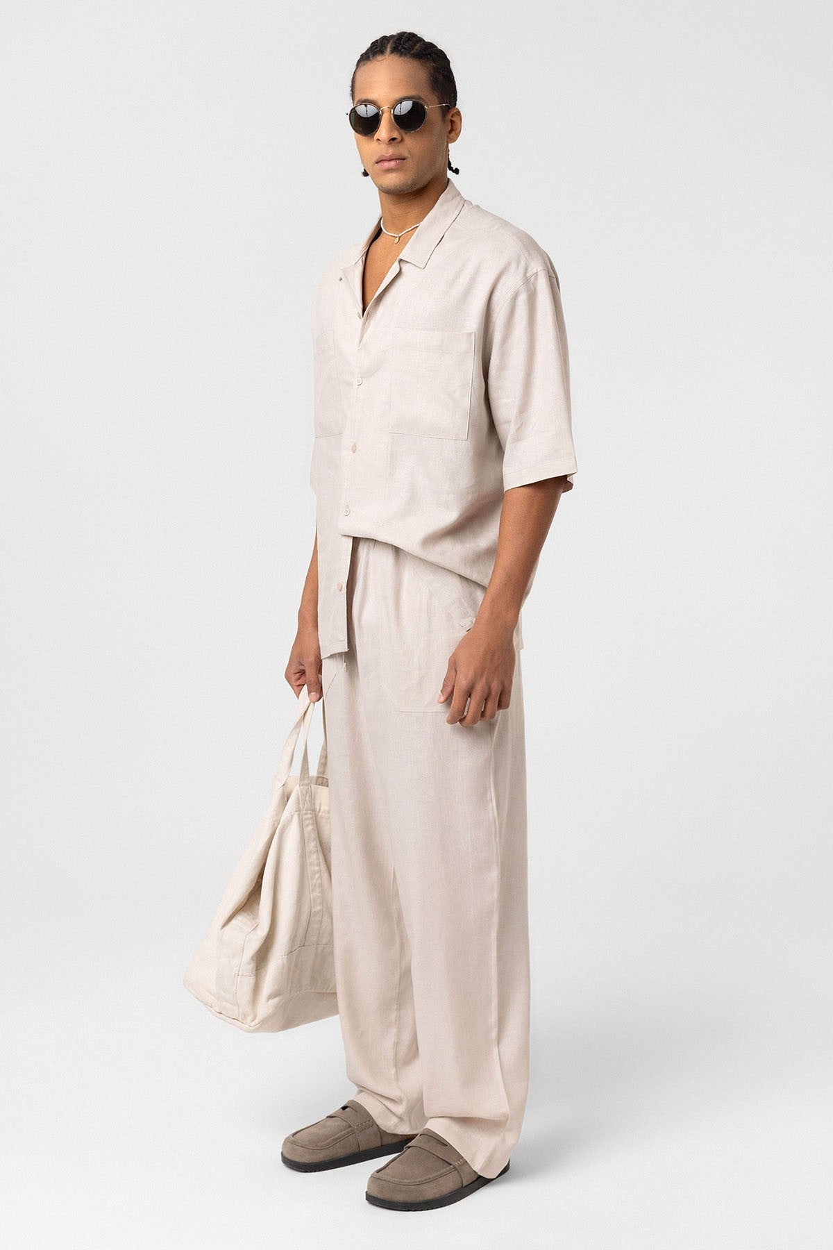 Oversized Linen Shirt with Two Pockets