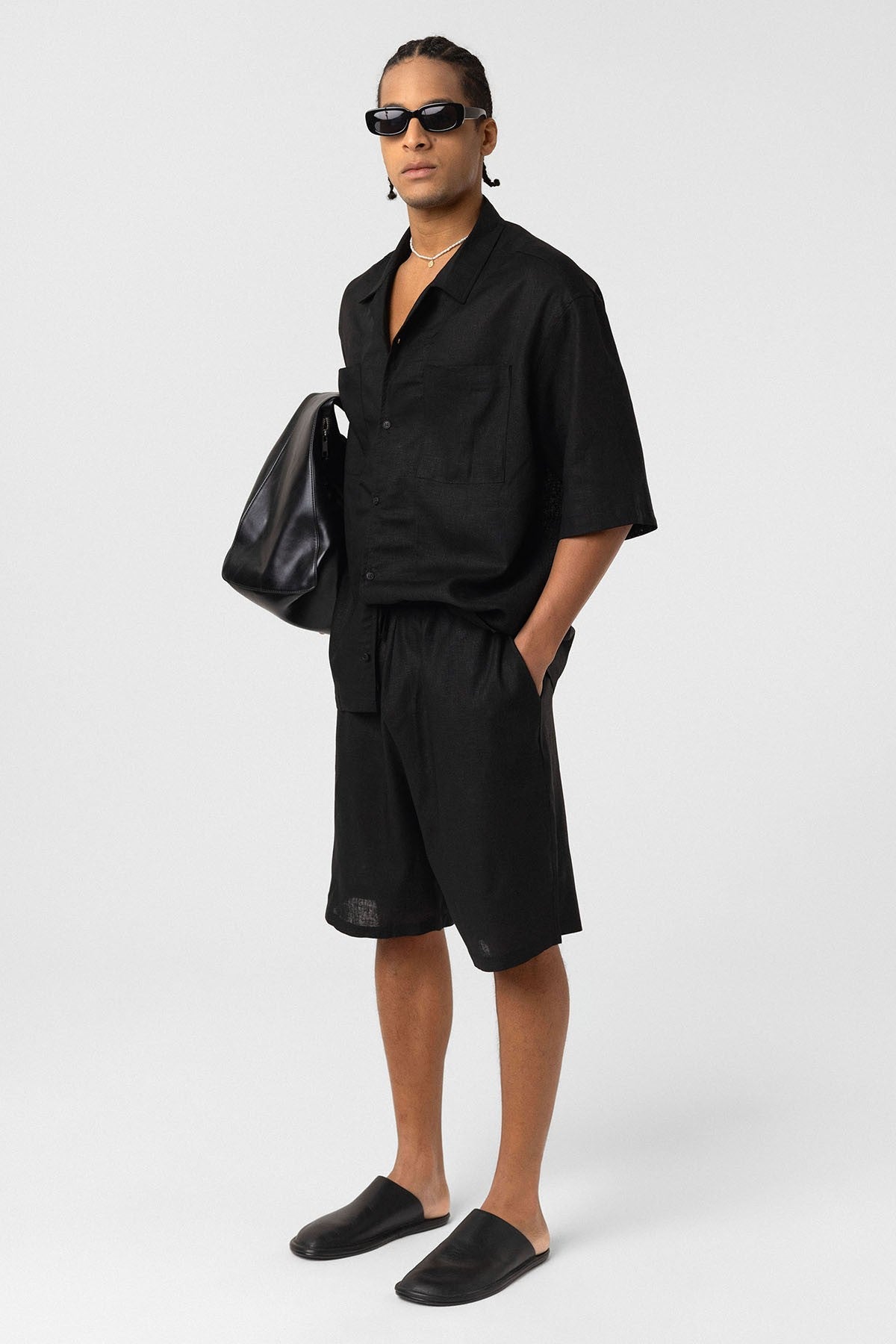 Oversized Linen Shirt with Two Pockets