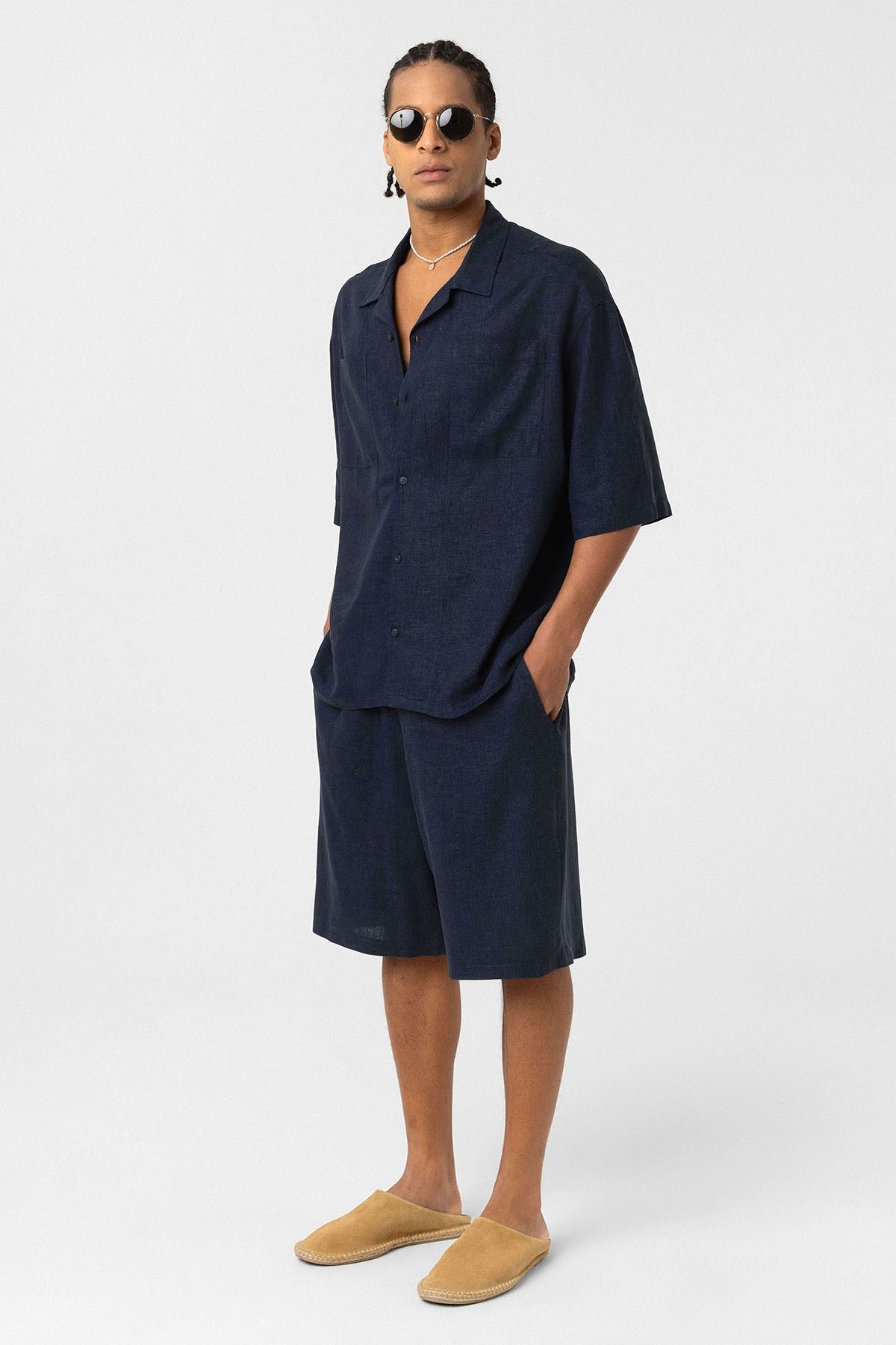 Oversized Linen Shirt with Two Pockets