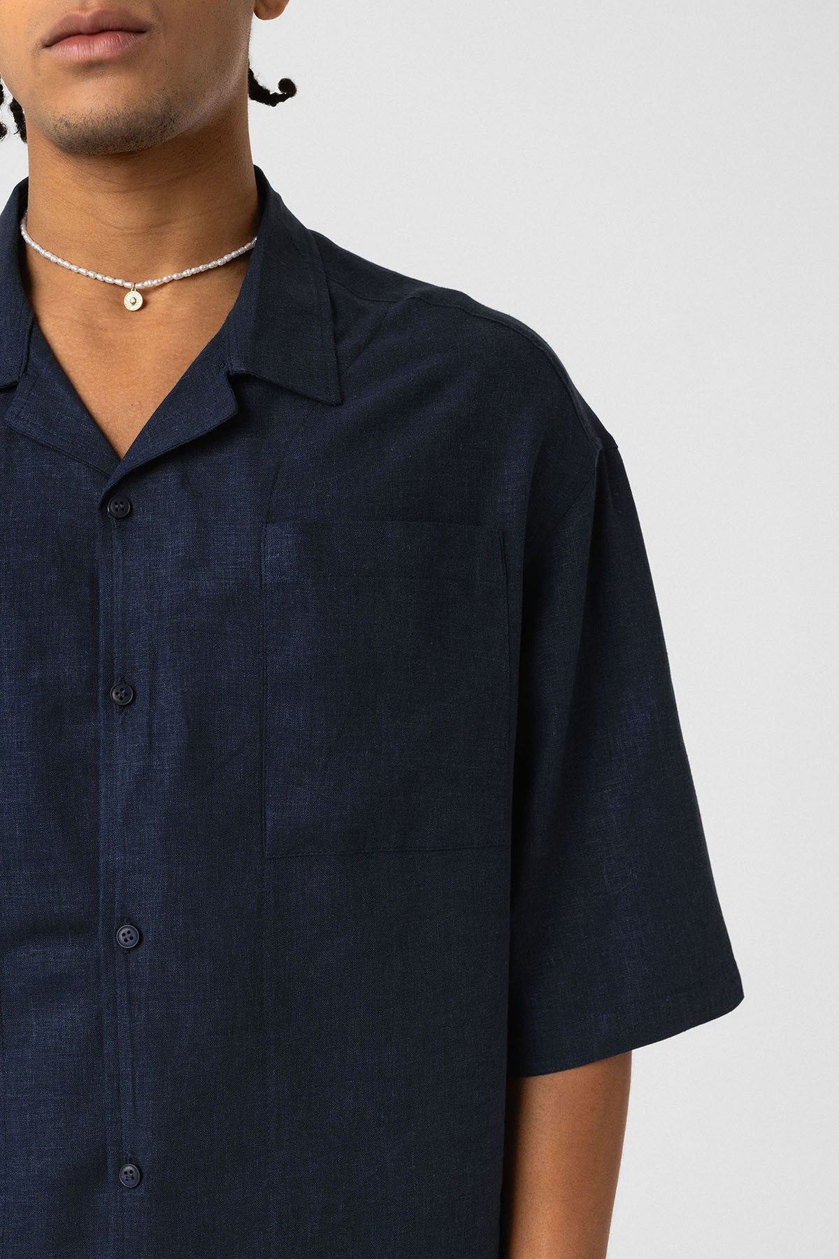 Oversized Linen Shirt with Two Pockets