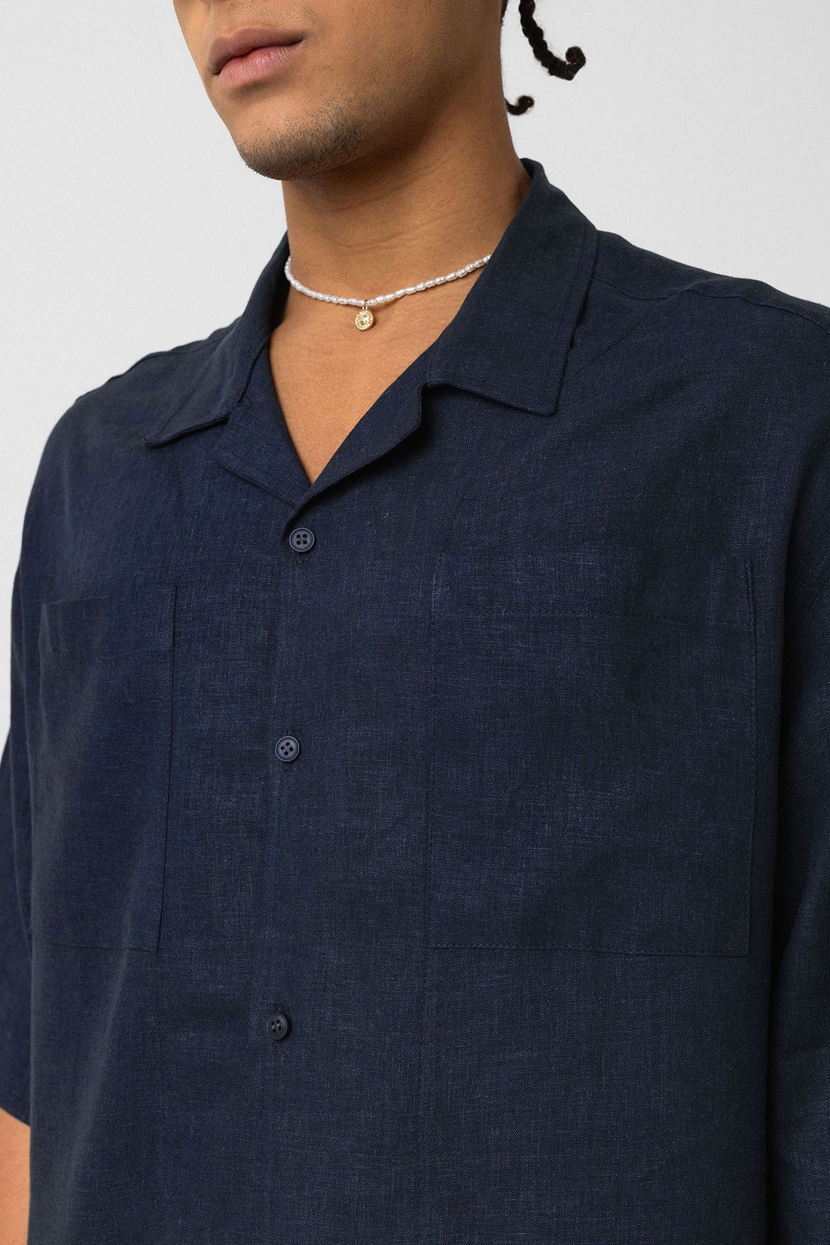 Oversized Linen Shirt with Two Pockets