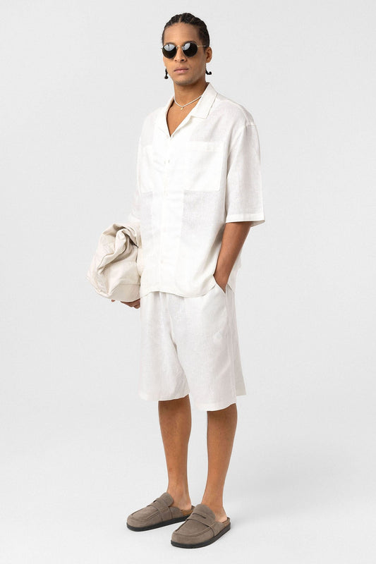 Oversized Linen Shirt with Two Pockets
