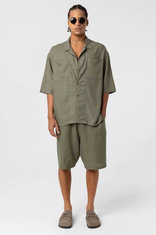 Oversized Linen Shirt with Two Pockets