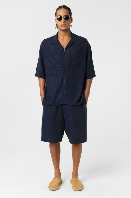 Oversized Linen Shirt with Two Pockets