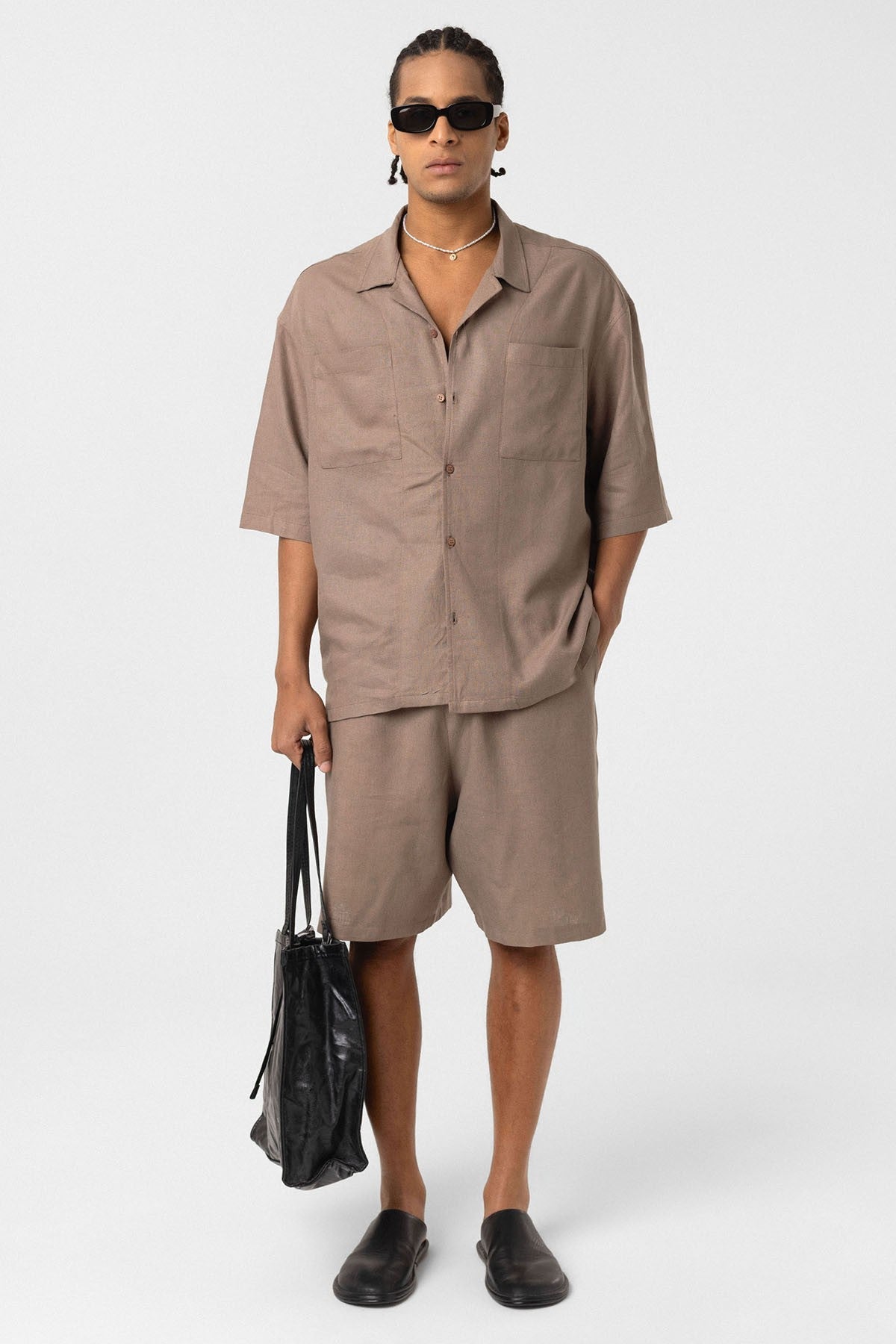 Oversized Linen Shirt with Two Pockets
