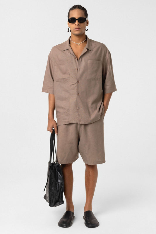Oversized Linen Shirt with Two Pockets