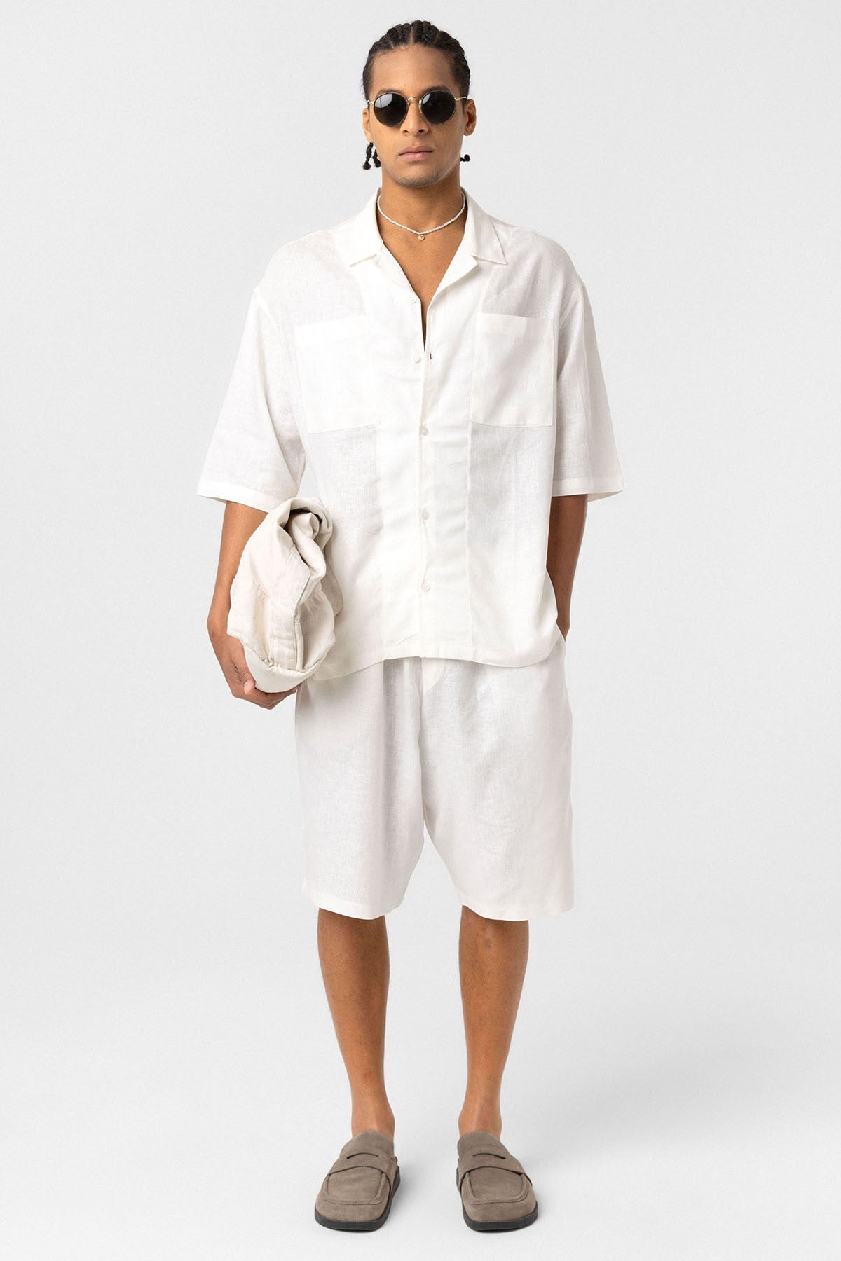 Oversized Linen Shirt with Two Pockets