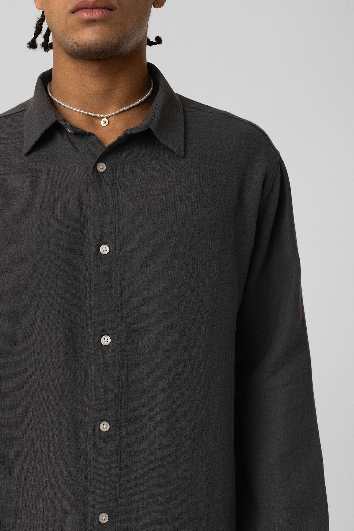 Oversized Long-Sleeve Muslin Shirt