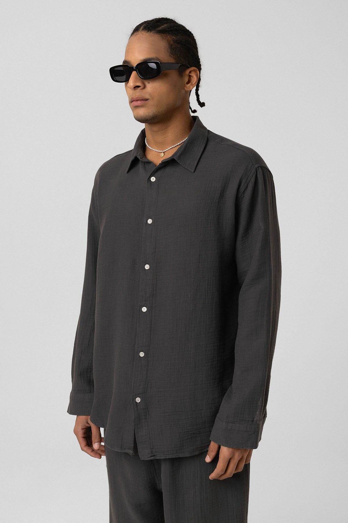Oversized Long-Sleeve Muslin Shirt
