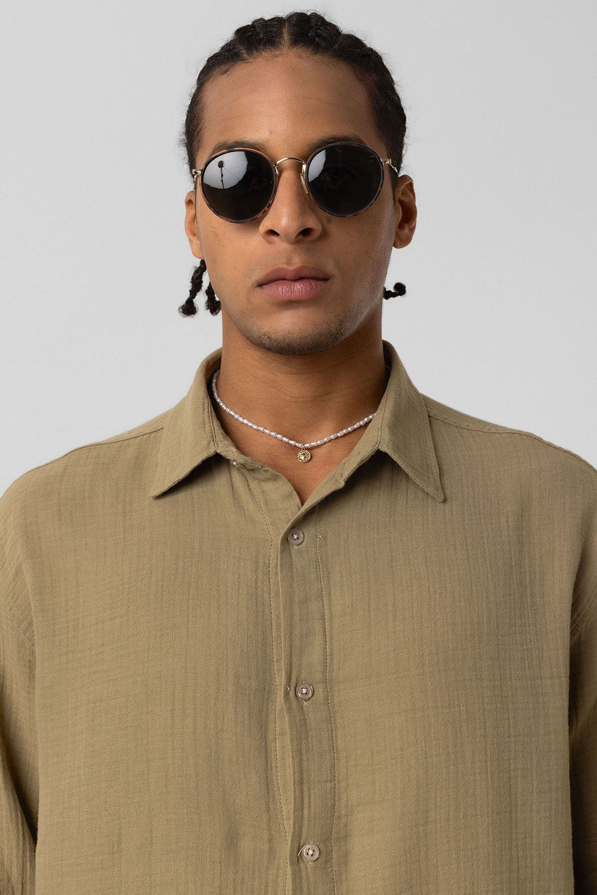 Oversized Long-Sleeve Muslin Shirt