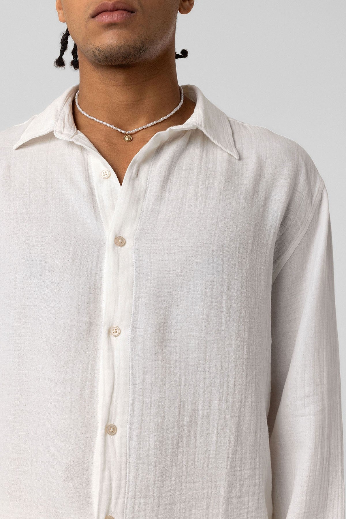 Oversized Long-Sleeve Muslin Shirt