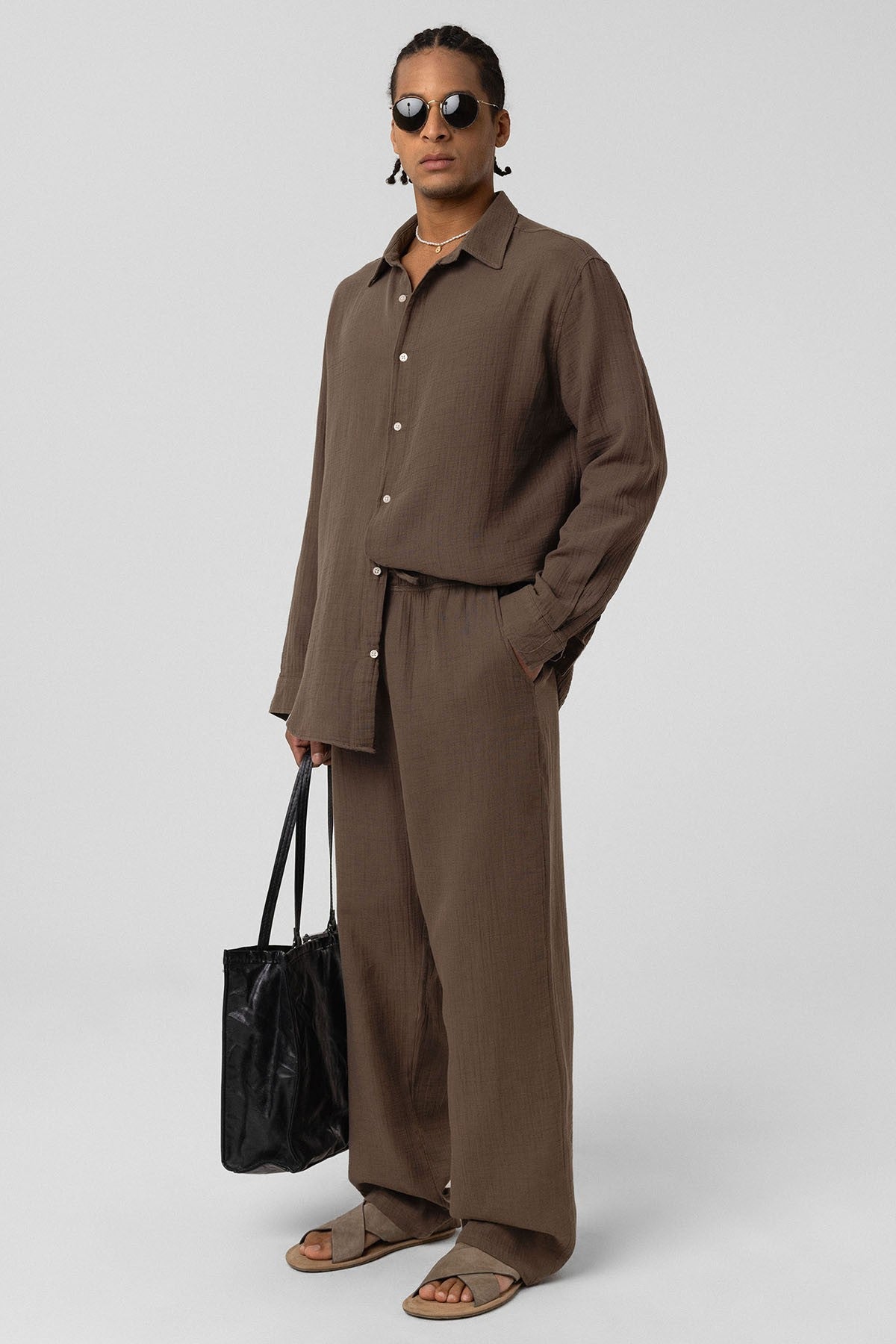 Oversized Long-Sleeve Muslin Shirt