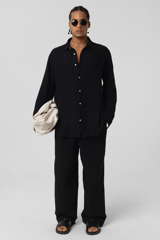 Oversized Long-Sleeve Muslin Shirt