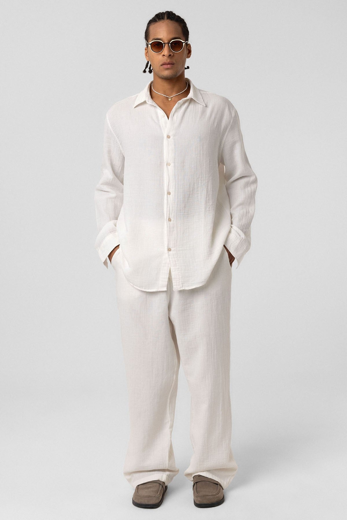 Oversized Long-Sleeve Muslin Shirt