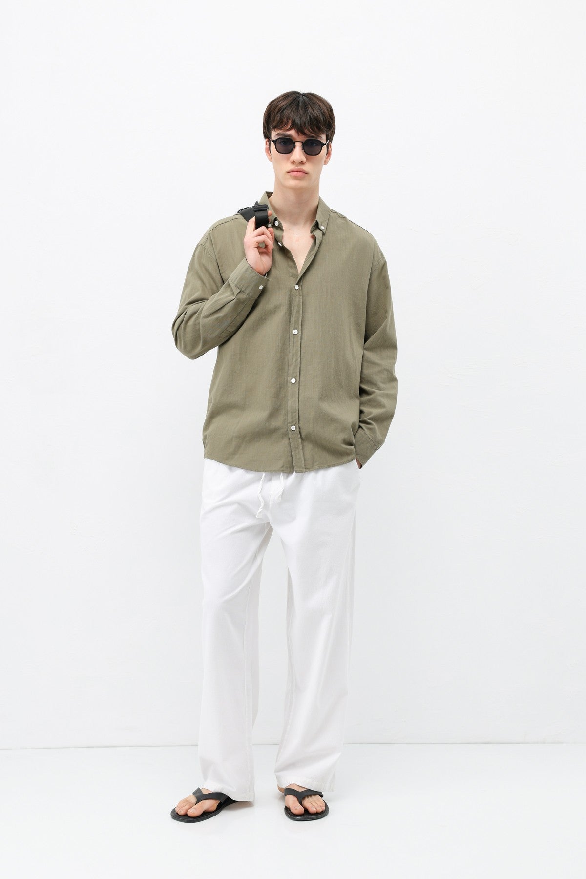Basic Oversized Cotton-Linen Shirt