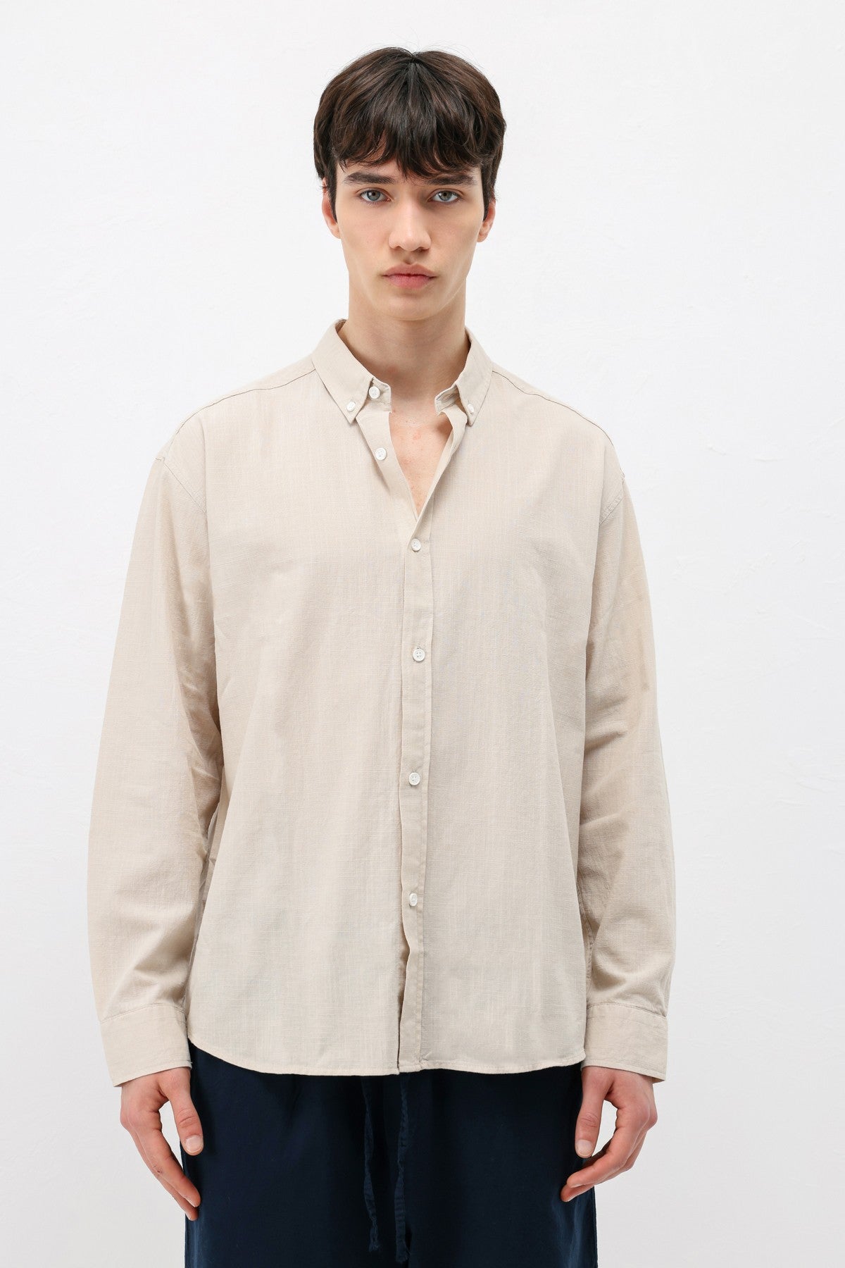 Basic Oversized Cotton-Linen Shirt