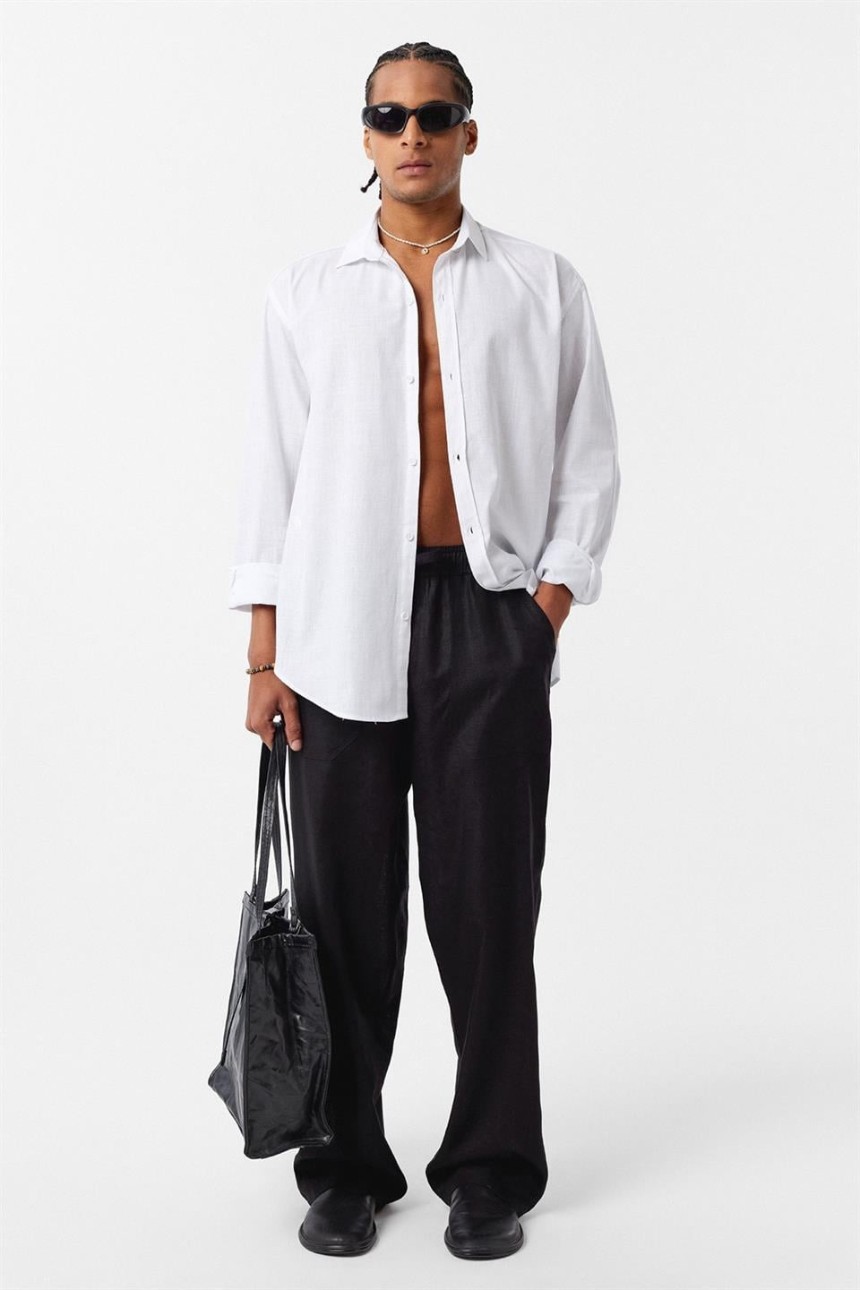 Basic Oversized Cotton-Linen Shirt