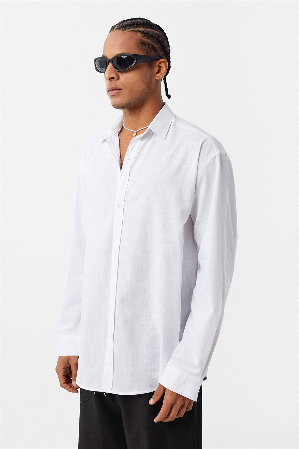 Basic Oversized Cotton-Linen Shirt