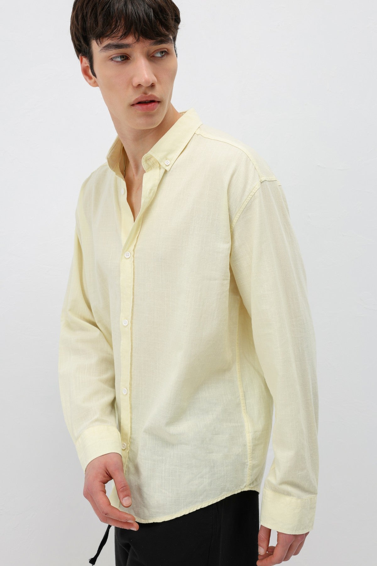 Basic Oversized Cotton-Linen Shirt