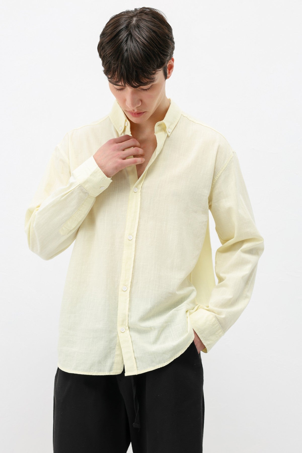 Basic Oversized Cotton-Linen Shirt