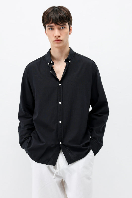 Basic Oversized Cotton-Linen Shirt