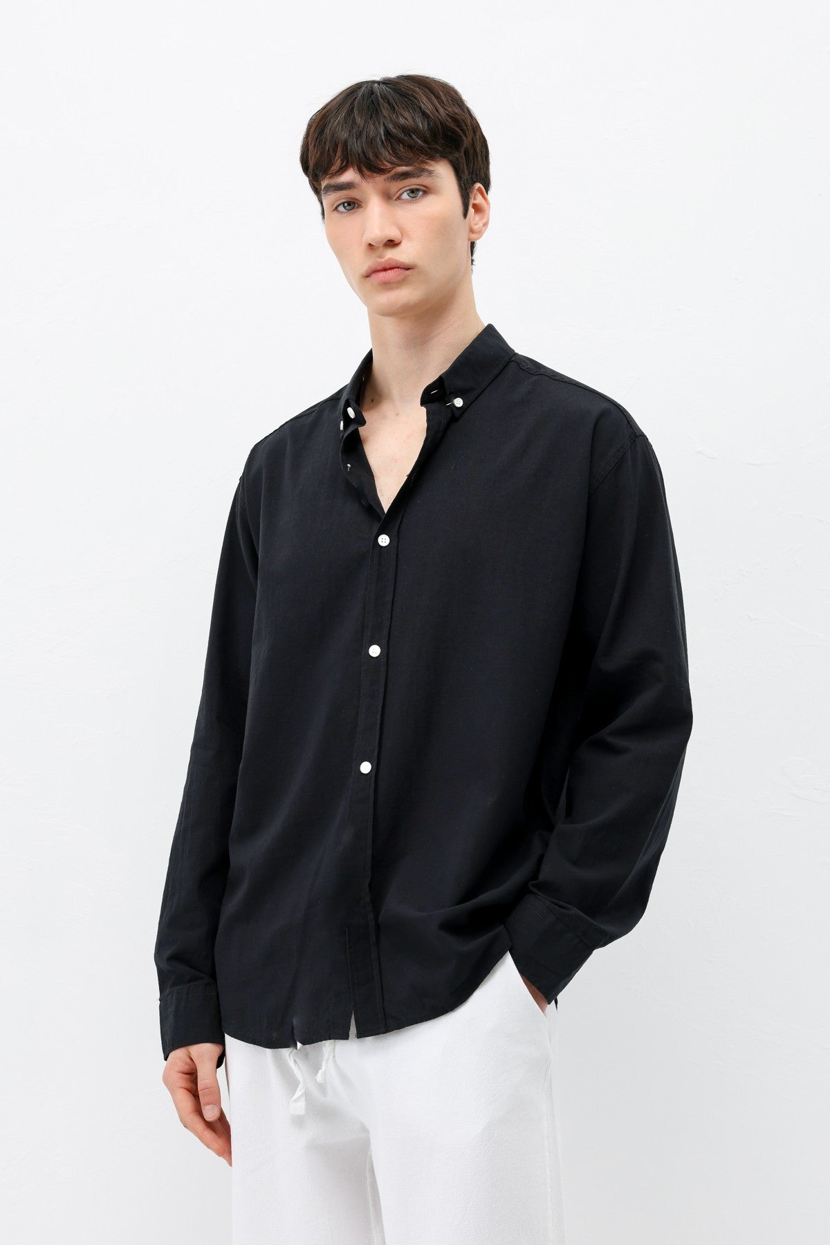 Basic Oversized Cotton-Linen Shirt