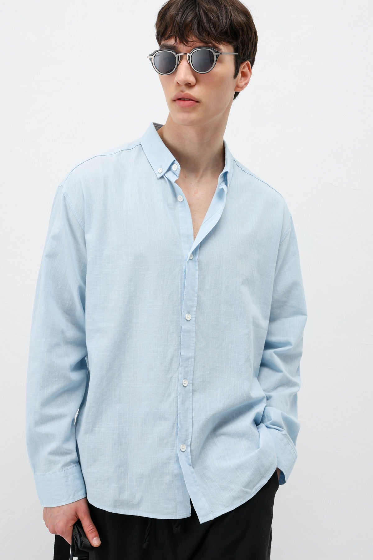 Basic Oversized Cotton-Linen Shirt