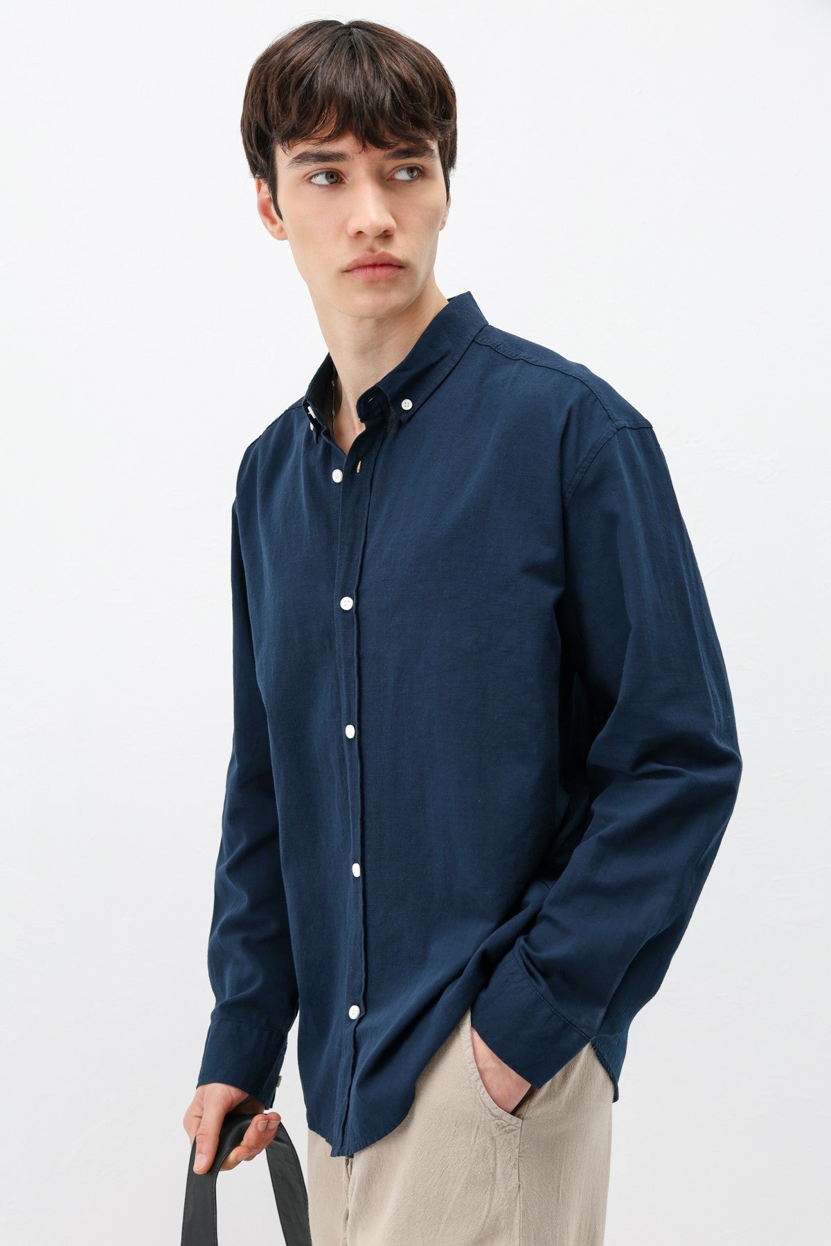 Basic Oversized Cotton-Linen Shirt