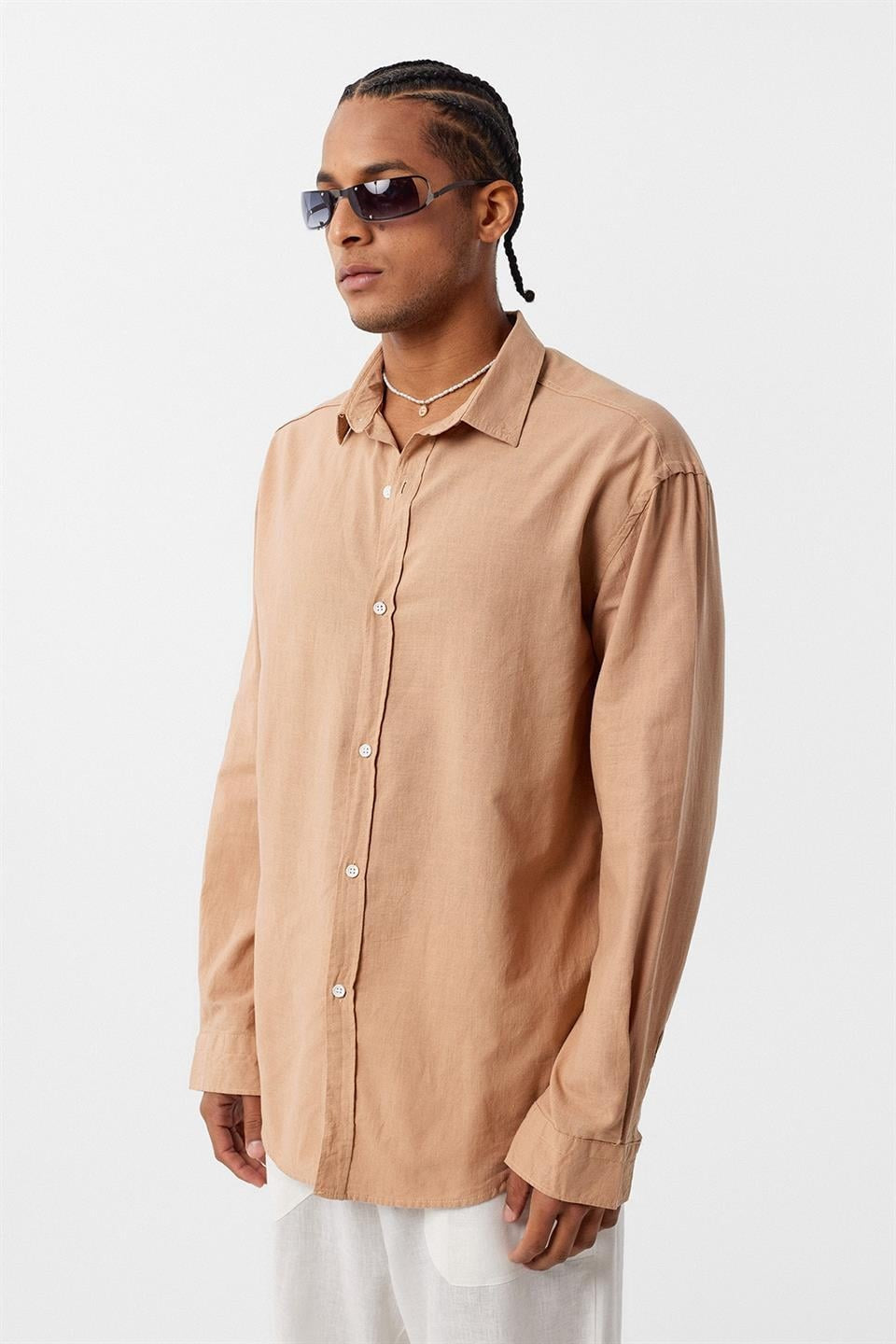 Basic Oversized Cotton-Linen Shirt