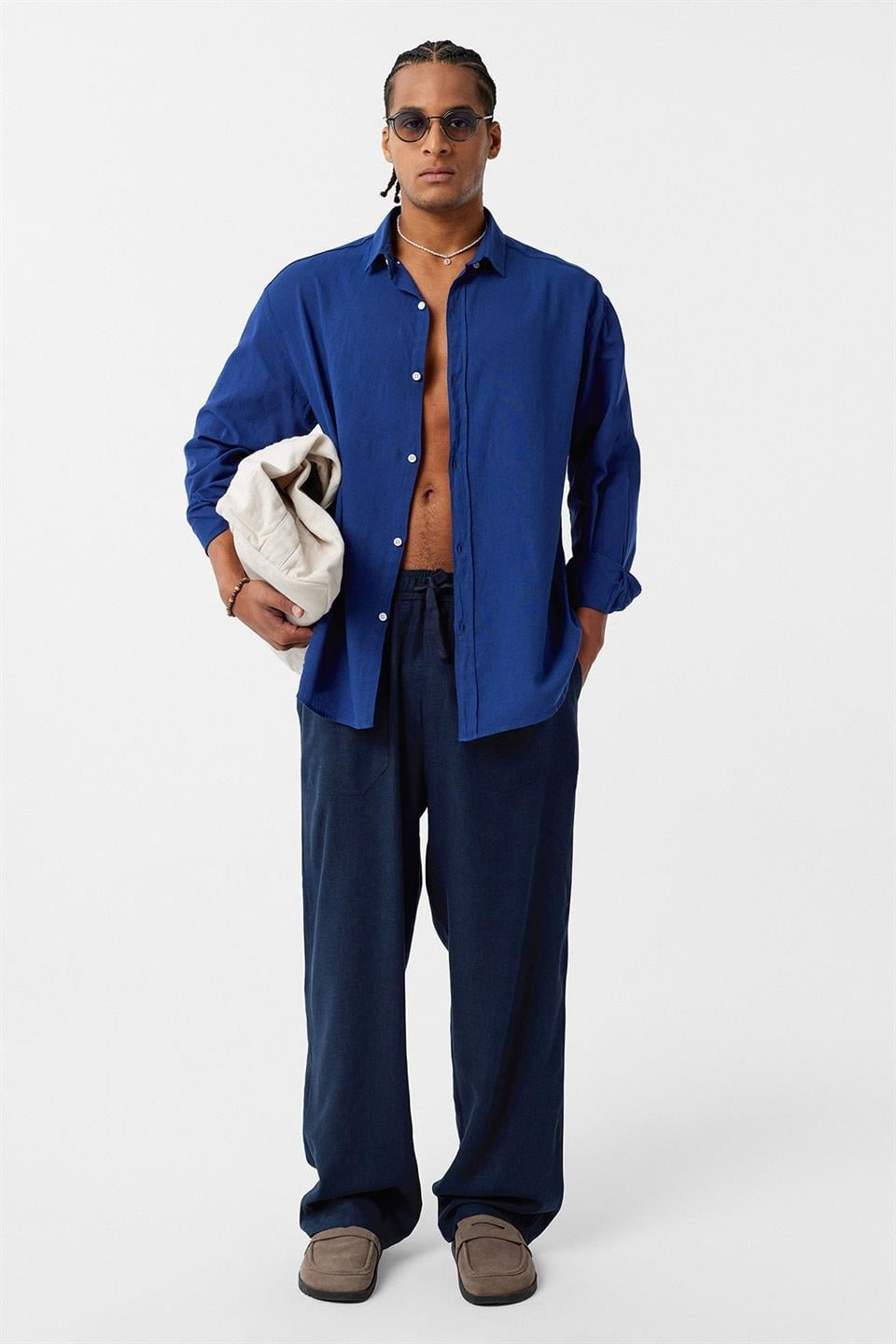 Basic Oversized Cotton-Linen Shirt