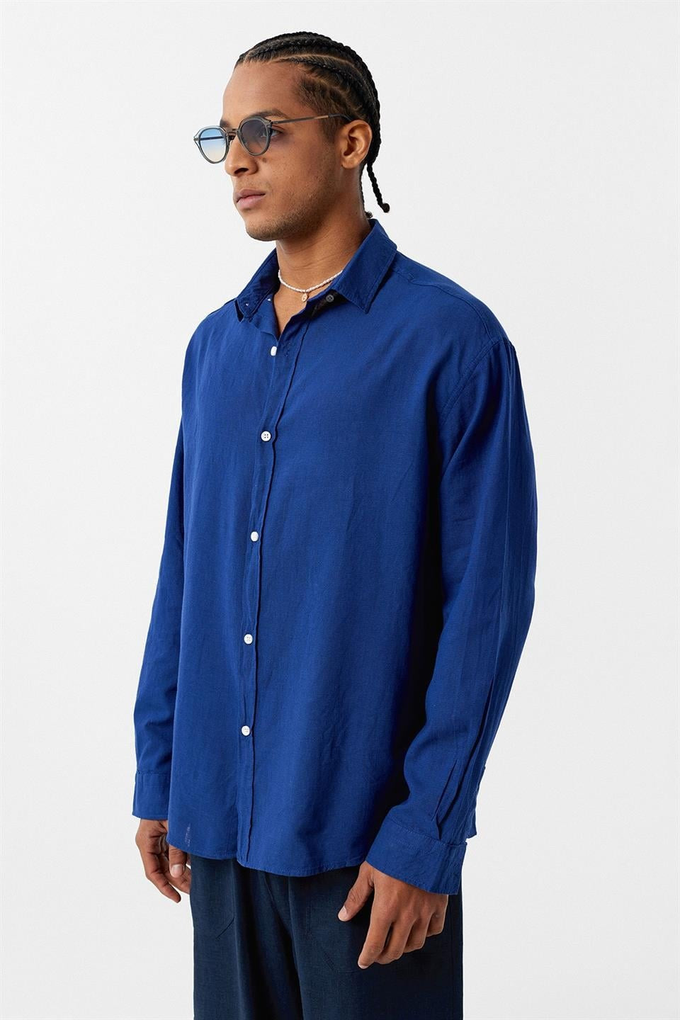 Basic Oversized Cotton-Linen Shirt