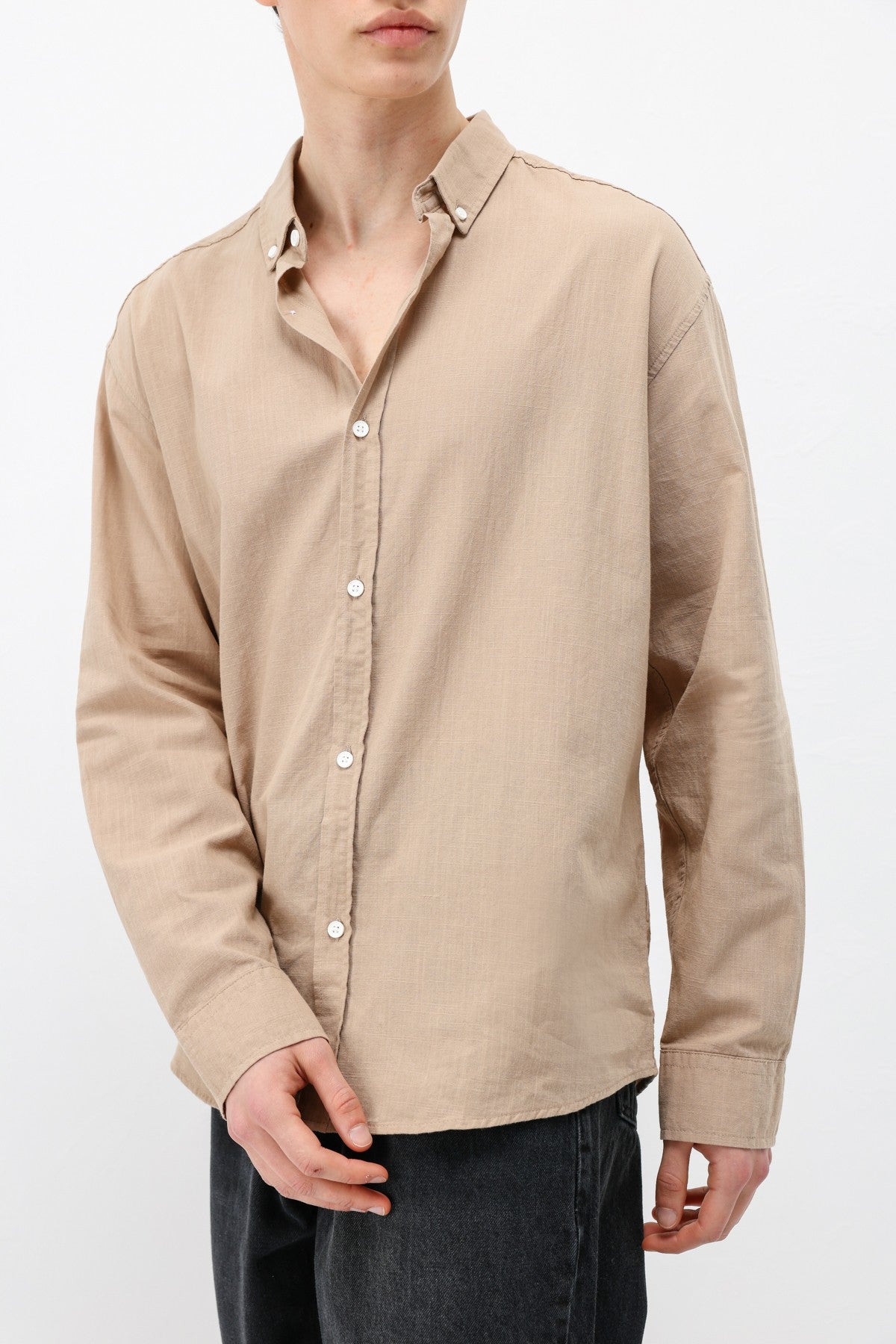 Basic Oversized Cotton-Linen Shirt