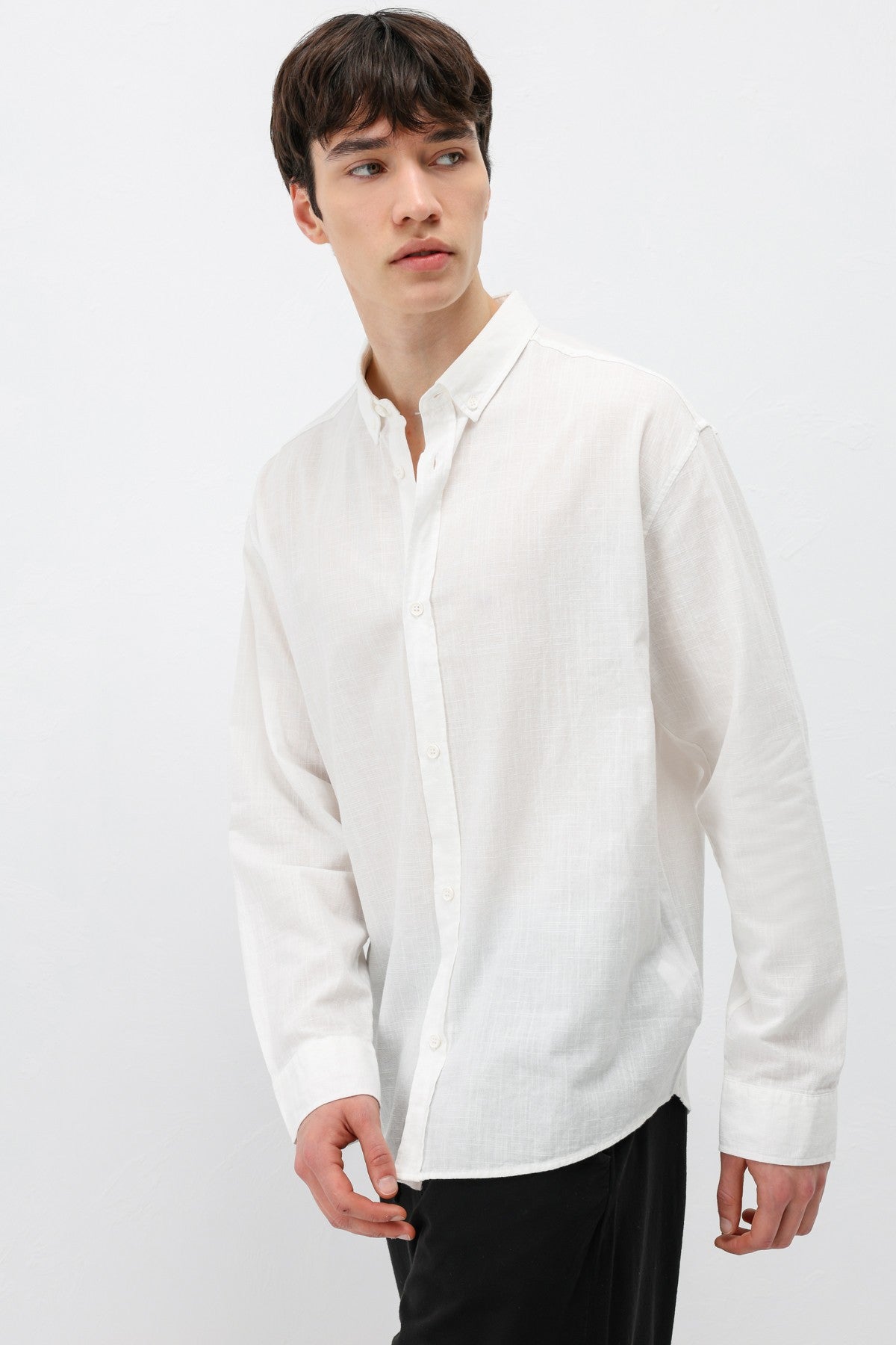 Basic Oversized Cotton-Linen Shirt