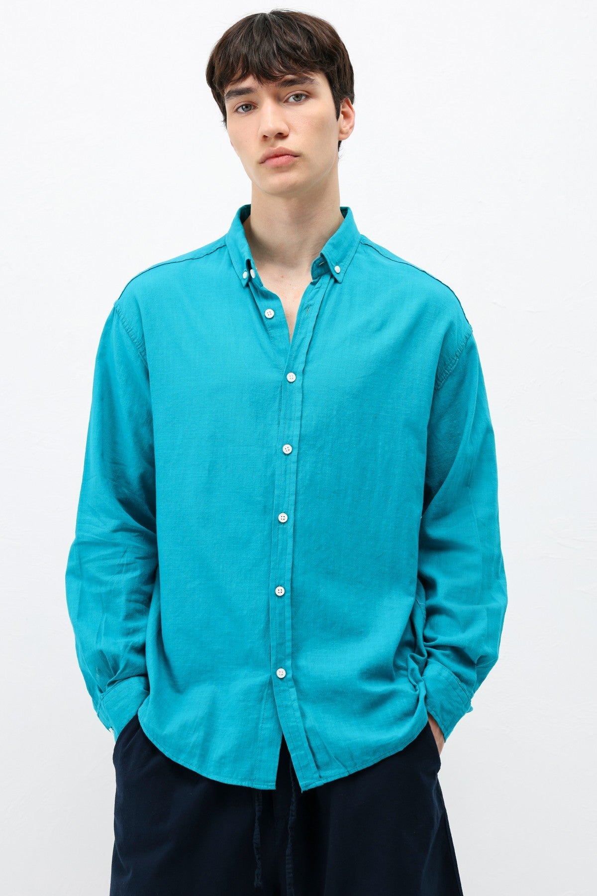 Basic Oversized Cotton-Linen Shirt