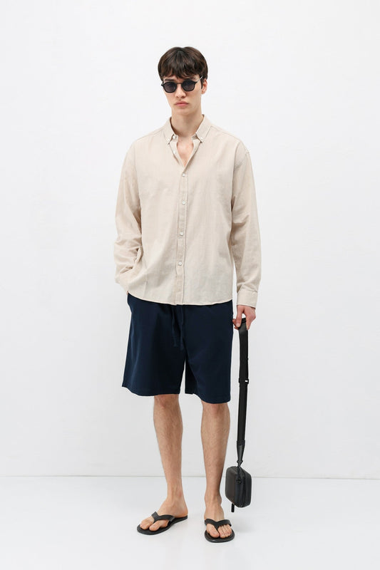 Basic Oversized Cotton-Linen Shirt