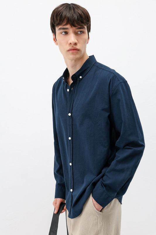 Basic Oversized Cotton-Linen Shirt