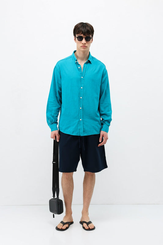 Basic Oversized Cotton-Linen Shirt